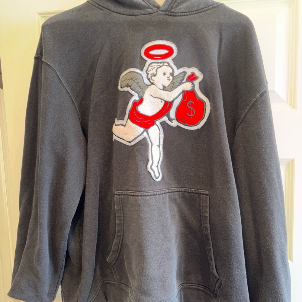 Hasta Muerte Hoodie Mens 2XL Black Angel Money Bag Sweatshirt Streetwear Fair